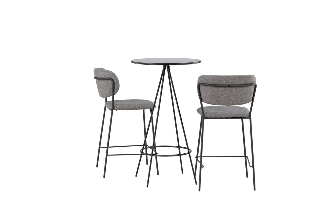 Venture Home Bistro Bar Table φ60 - Black / MDF with veneer +Bell Bar Chair - Black / Grey Fabric _2