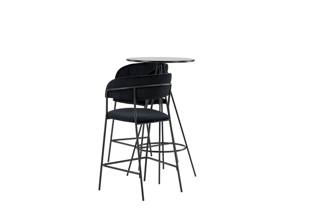 Venture Home Bistro Bar Table φ60 - Black / MDF with veneer +Lui Bar Chair - Black / Black PU _2