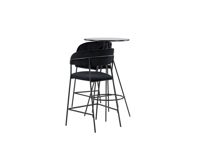 Venture Home Bistro Bar Table φ60 - Black / MDF with veneer +Lui Bar Chair - Black / Black PU _2