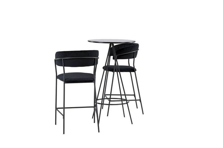 Venture Home Bistro Bar Table φ60 - Black / MDF with veneer +Lui Bar Chair - Black / Black PU _2