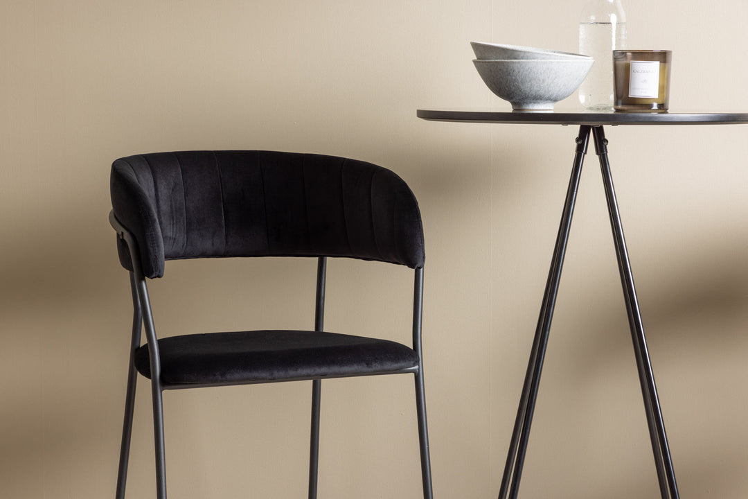 Venture Home Bistro Bar Table φ60 - Black / MDF with veneer +Lui Bar Chair - Black / Black PU _2