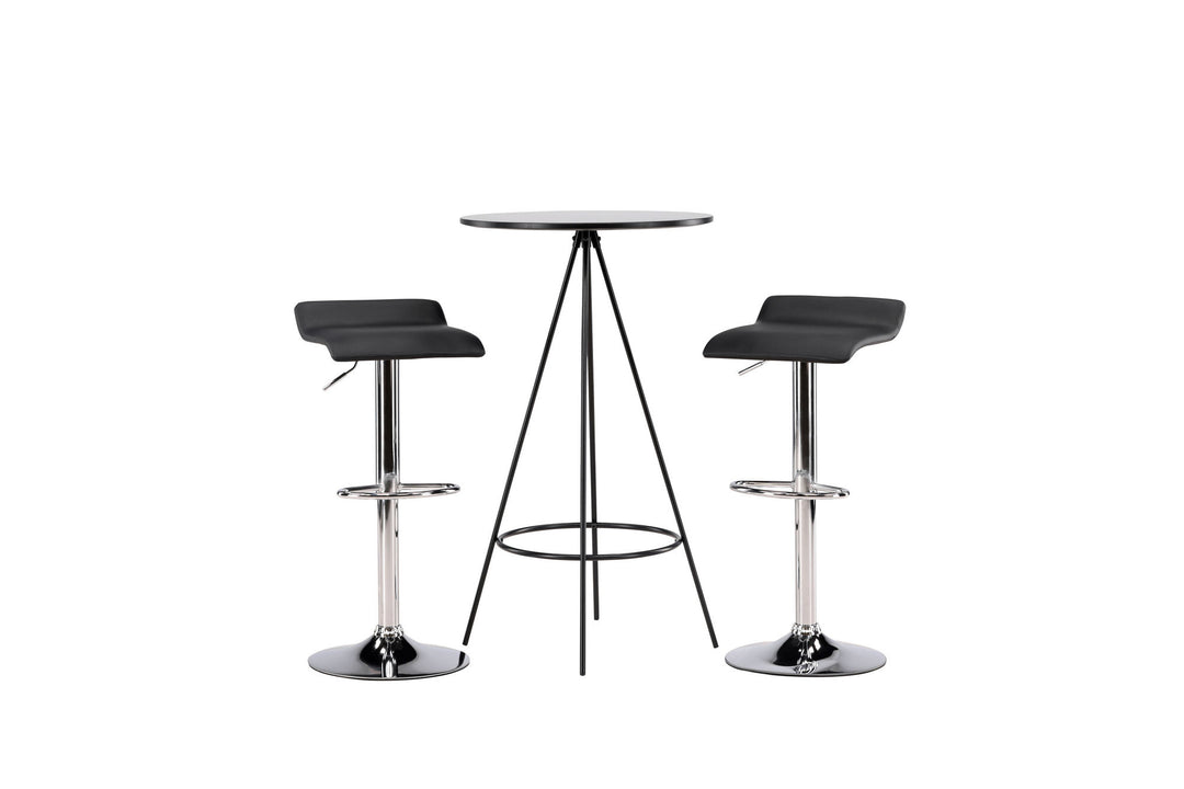Venture Home Bistro Bar Table φ60 - Black / MDF with veneer +Jonna Bar Chair - Chromed Steel / Black Fabric _2