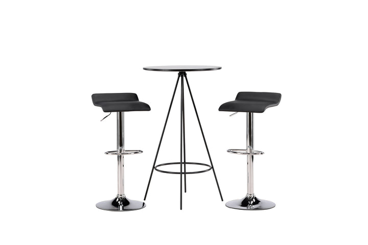 Venture Home Bistro Bar Table φ60 - Black / MDF with veneer +Jonna Bar Chair - Chromed Steel / Black Fabric _2