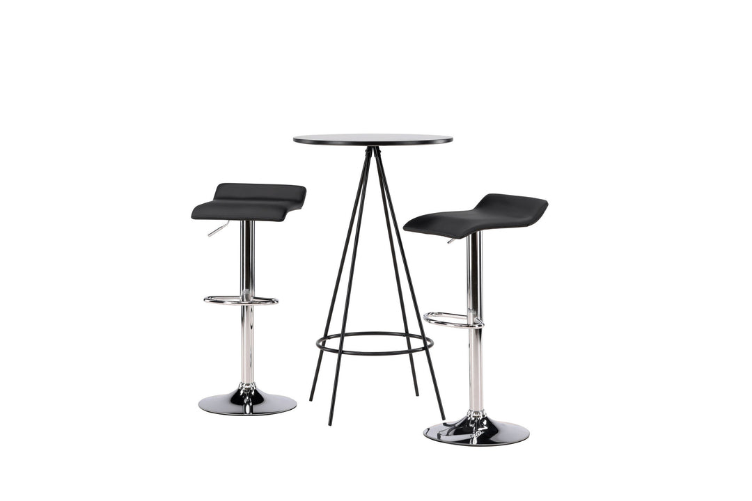 Venture Home Bistro Bar Table φ60 - Black / MDF with veneer +Jonna Bar Chair - Chromed Steel / Black Fabric _2