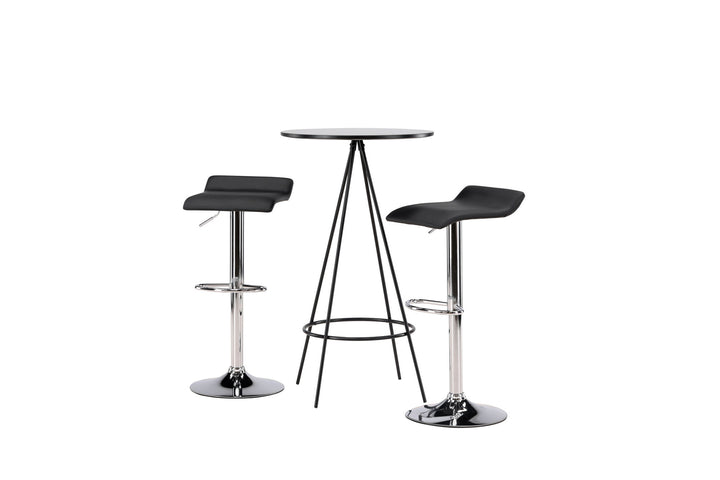 Venture Home Bistro Bar Table φ60 - Black / MDF with veneer +Jonna Bar Chair - Chromed Steel / Black Fabric _2