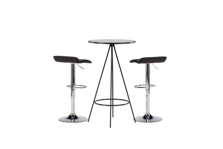 Venture Home Bistro Bar Table φ60 - Black / MDF with veneer +Jonna Bar Chair - Chromed Steel / Black Fabric _2
