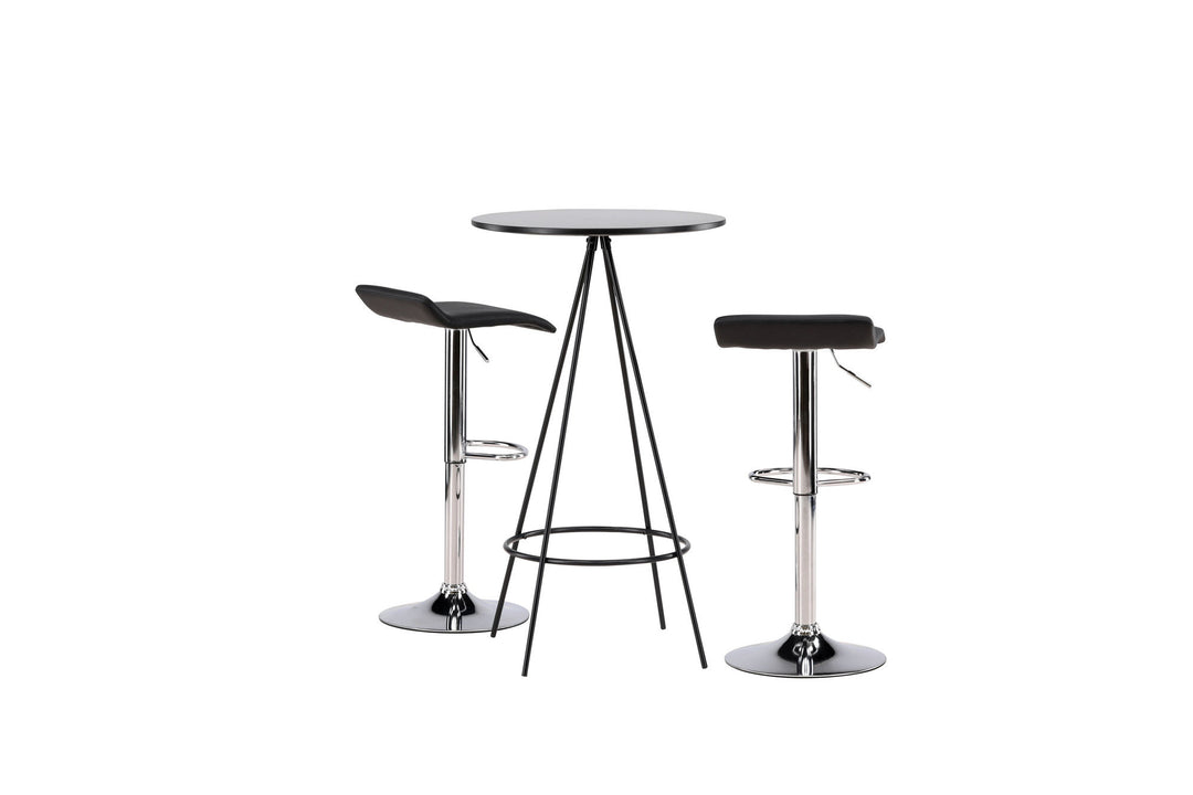 Venture Home Bistro Bar Table φ60 - Black / MDF with veneer +Jonna Bar Chair - Chromed Steel / Black Fabric _2