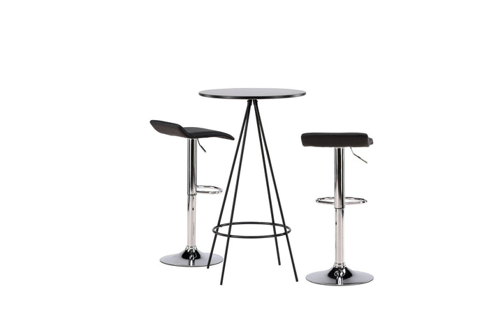 Venture Home Bistro Bar Table φ60 - Black / MDF with veneer +Jonna Bar Chair - Chromed Steel / Black Fabric _2