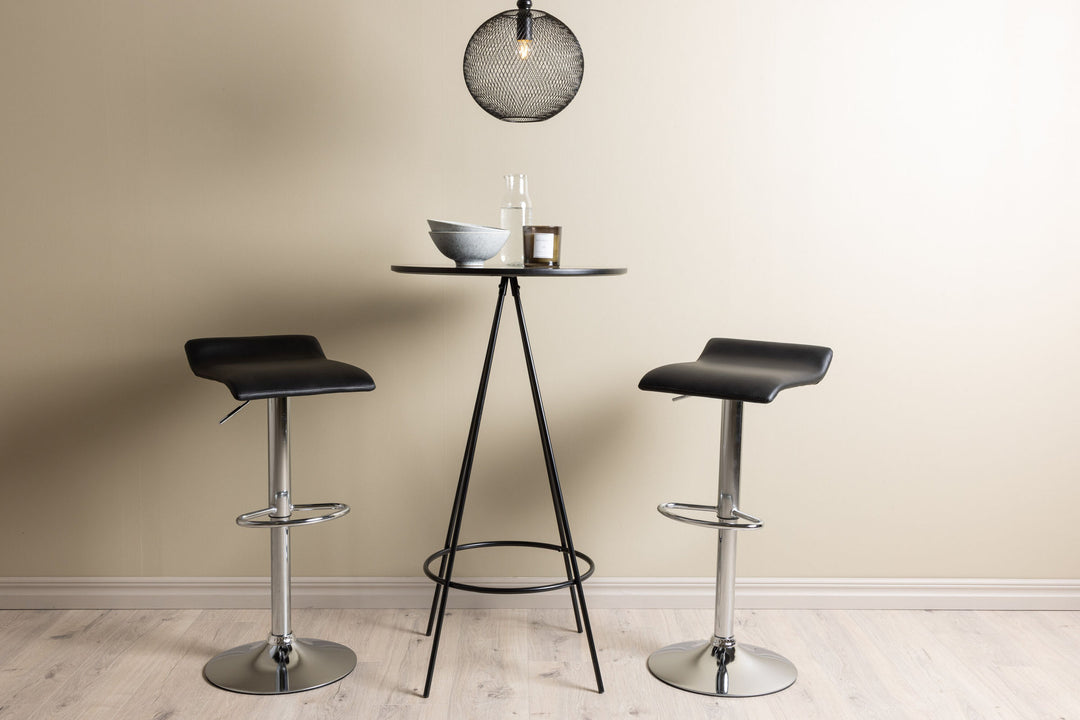 Venture Home Bistro Bar Table φ60 - Black / MDF with veneer +Jonna Bar Chair - Chromed Steel / Black Fabric _2