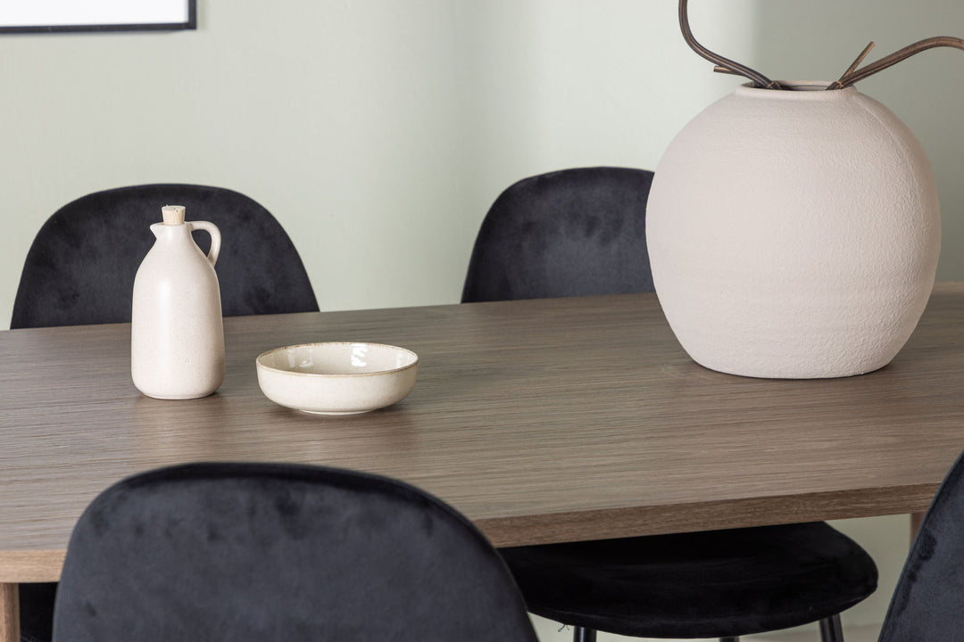 Venture Home Andy Dining Table 180*75 - Natural / Natural MDF +Polar Dining Chair - Black legs / Black Velvet _4