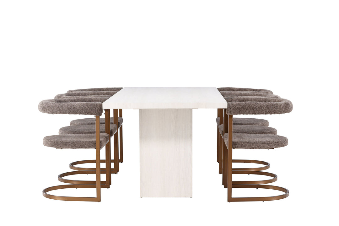 Venture Home Olga Dining Table 200*75 - White Wash +Morning Dining Chair - Black / Black Boucle _6