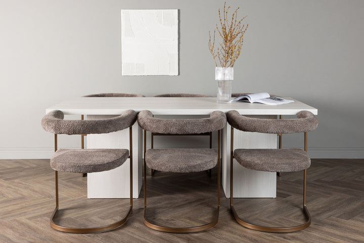 Venture Home Olga Dining Table 200*75 - White Wash +Morning Dining Chair - Black / Black Boucle _6