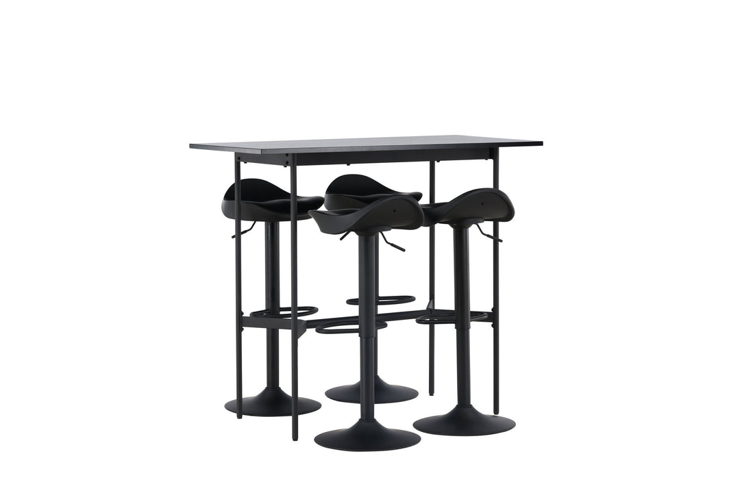 Venture Home Rax Bar Table 120*60 - Black / Black MDF +Adesto Bar Chair - Black / Matte black ABS _4
