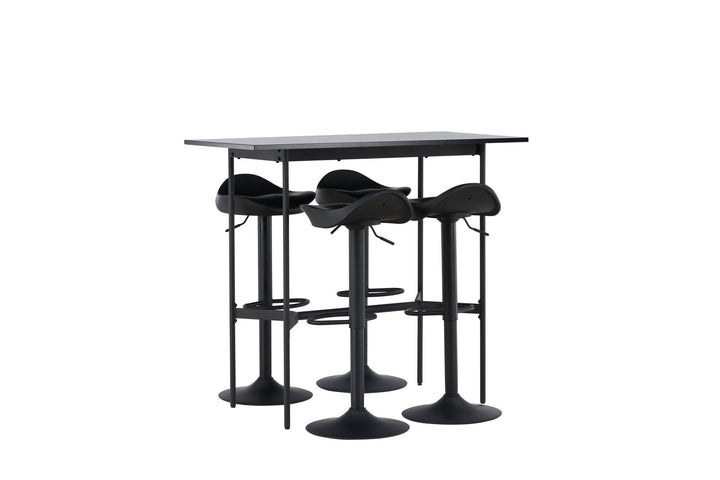 Venture Home Rax Bar Table 120*60 - Black / Black MDF +Adesto Bar Chair - Black / Matte black ABS _4