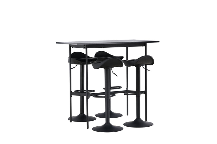 Venture Home Rax Bar Table 120*60 - Black / Black MDF +Adesto Bar Chair - Black / Matte black ABS _4