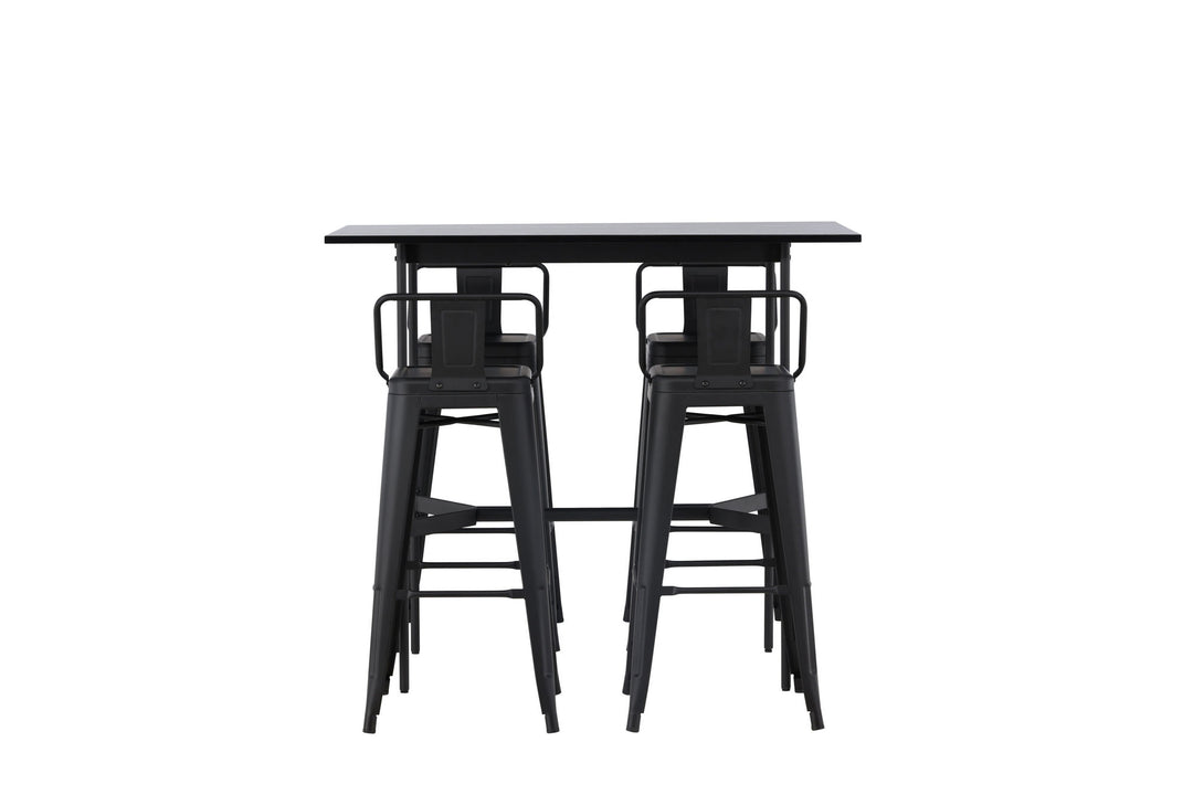 Venture Home Rax Bar Table 120*60 - Black / Black MDF +Tempe Flat Bar Chair - Matte black / Metal _4