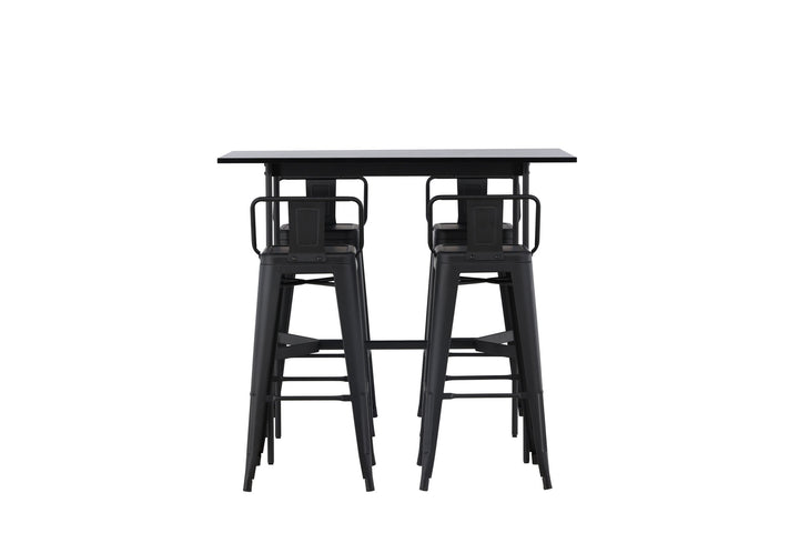 Venture Home Rax Bar Table 120*60 - Black / Black MDF +Tempe Flat Bar Chair - Matte black / Metal _4