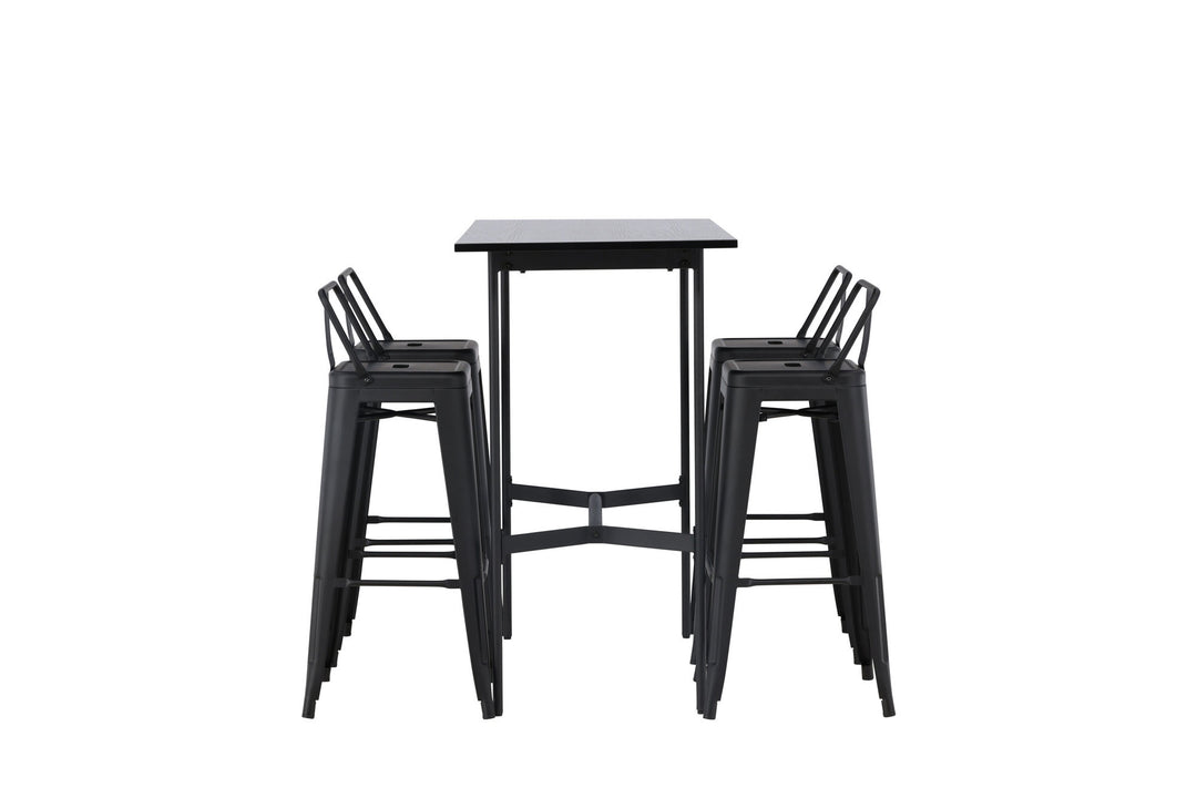 Venture Home Rax Bar Table 120*60 - Black / Black MDF +Tempe Flat Bar Chair - Matte black / Metal _4