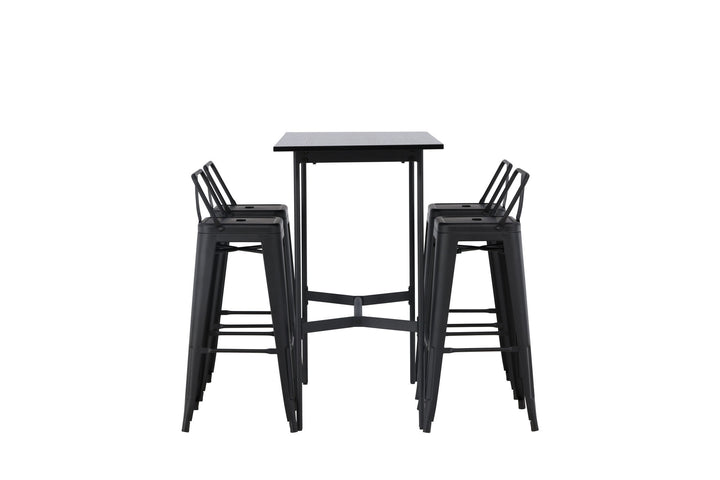 Venture Home Rax Bar Table 120*60 - Black / Black MDF +Tempe Flat Bar Chair - Matte black / Metal _4