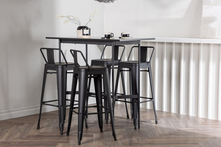 Venture Home Rax Bar Table 120*60 - Black / Black MDF +Tempe Flat Bar Chair - Matte black / Metal _4