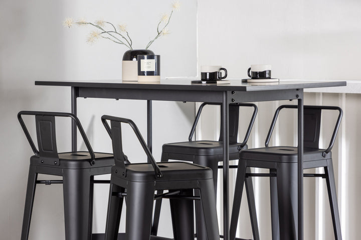 Venture Home Rax Bar Table 120*60 - Black / Black MDF +Tempe Flat Bar Chair - Matte black / Metal _4