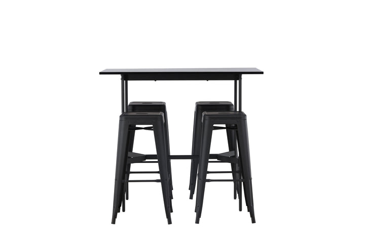Venture Home Rax Bar Table 120*60 - Black / Black MDF +Tempe Bar Chair - Matte black / Metal _4