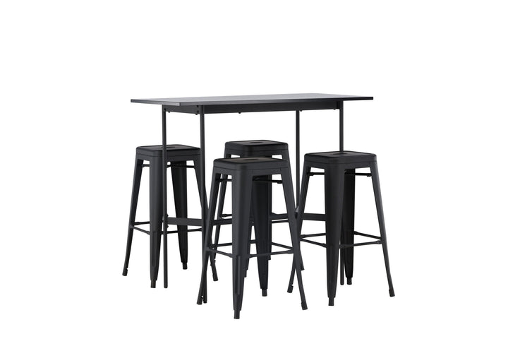 Venture Home Rax Bar Table 120*60 - Black / Black MDF +Tempe Bar Chair - Matte black / Metal _4