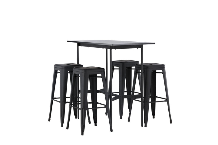 Venture Home Rax Bar Table 120*60 - Black / Black MDF +Tempe Bar Chair - Matte black / Metal _4