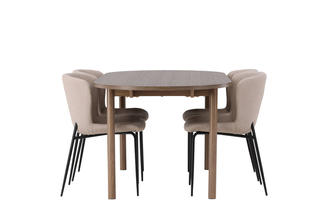 Venture Home Andy Dining Table 180*75 - Natural / Natural MDF +Modesto Dining Chair - Beige / Beige Boucle _4