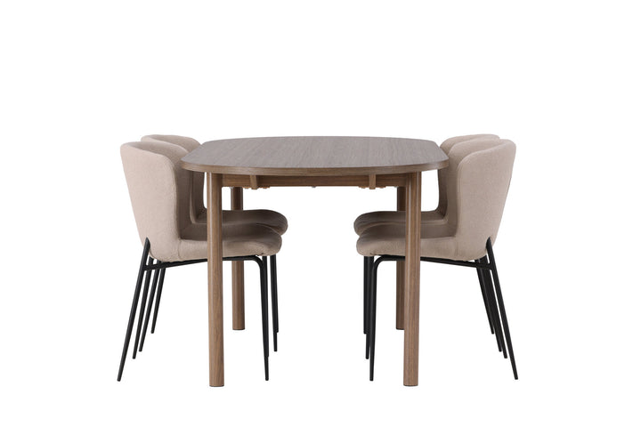 Venture Home Andy Dining Table 180*75 - Natural / Natural MDF +Modesto Dining Chair - Beige / Beige Boucle _4