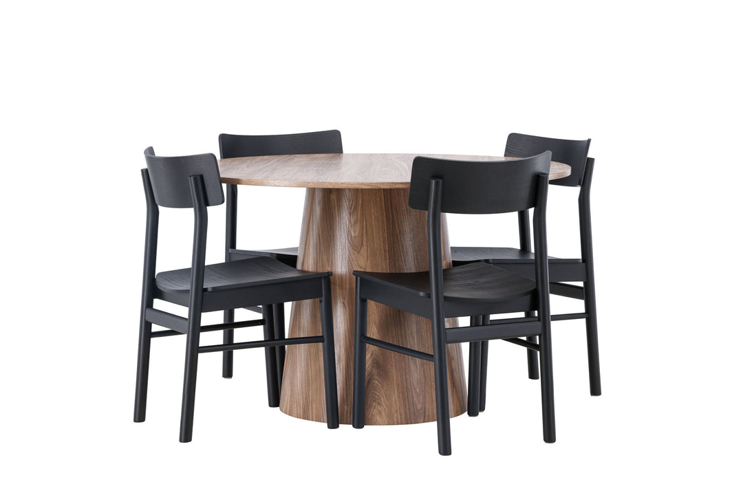 Venture Home Lanzo Dining Table φ120 - Natural / Natural MDF +Montros Dining Chair - Natural / Natural Rubberwood _4