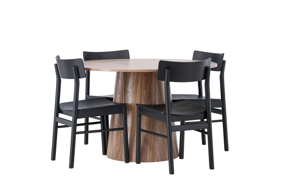 Venture Home Lanzo Dining Table φ120 - Natural / Natural MDF +Montros Dining Chair - Natural / Natural Rubberwood _4