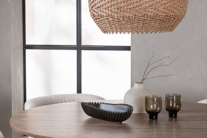 Venture Home Lanzo Dining Table φ120 - Natural / Natural MDF +Edina Dining Chair - Black / White Boucle _4