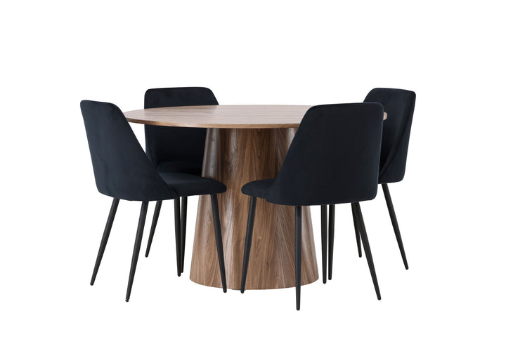 Venture Home Lanzo Dining Table φ120 - Natural / Natural MDF +Night Dining Chair - Black / Black Velvet _4