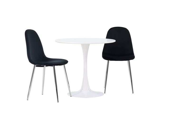 Venture Home Hamden Dining Table - White MDF +Polar Dining Chair - Black Velvet / Chrome _2