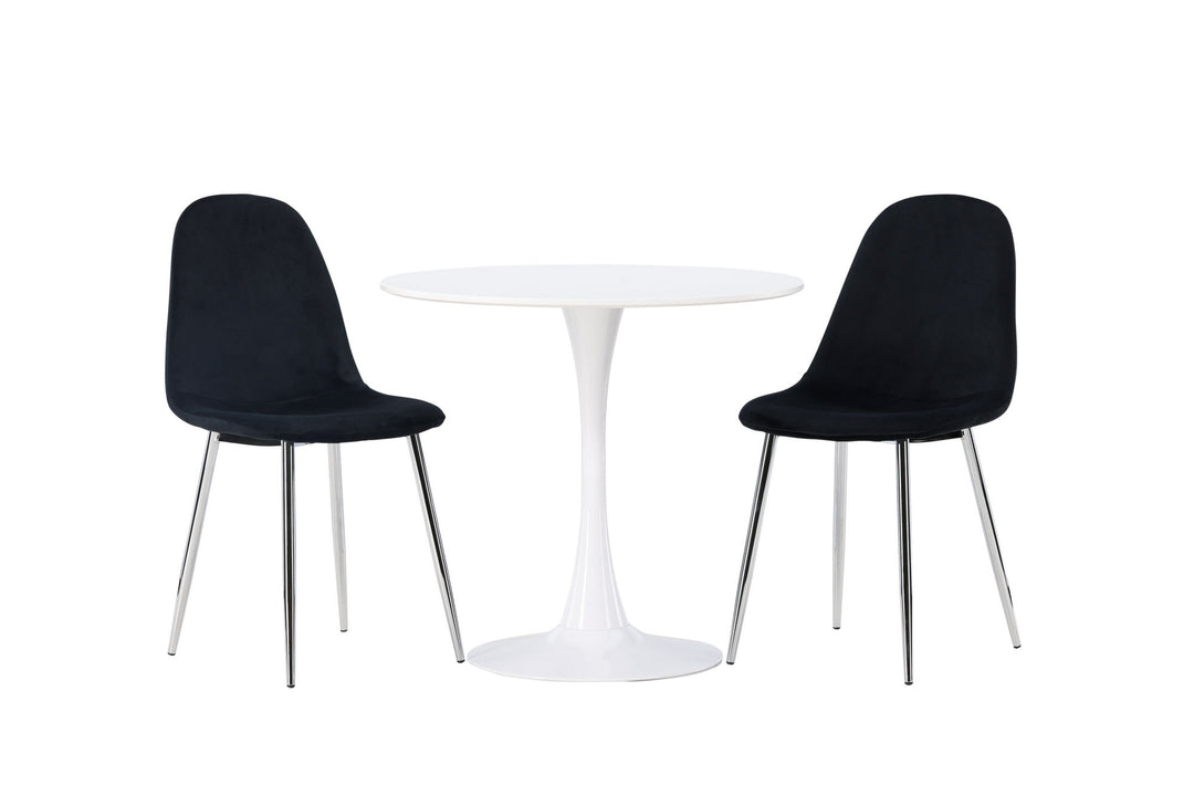 Venture Home Hamden Dining Table - White MDF +Polar Dining Chair - Black Velvet / Chrome _2