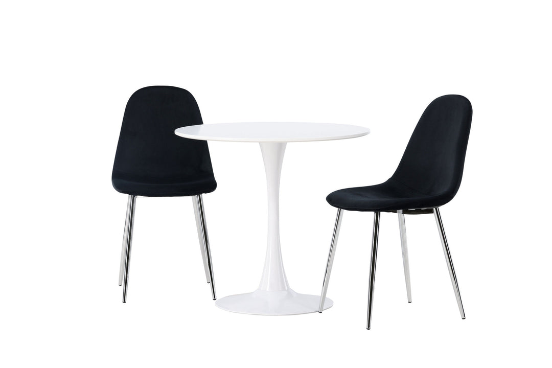 Venture Home Hamden Dining Table - White MDF +Polar Dining Chair - Black Velvet / Chrome _2