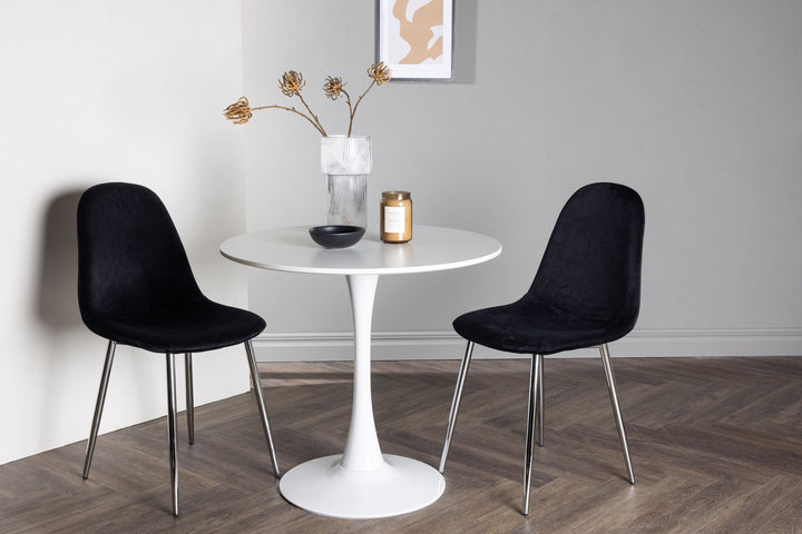 Venture Home Hamden Dining Table - White MDF +Polar Dining Chair - Black Velvet / Chrome _2