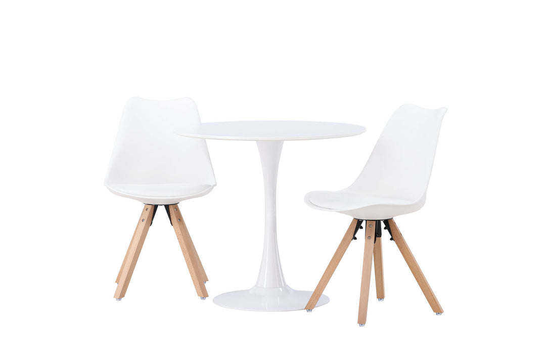 Venture Home Hamden Dining Table - White MDF +Zeno Dining Chair - Nature woodlook / White PP _2