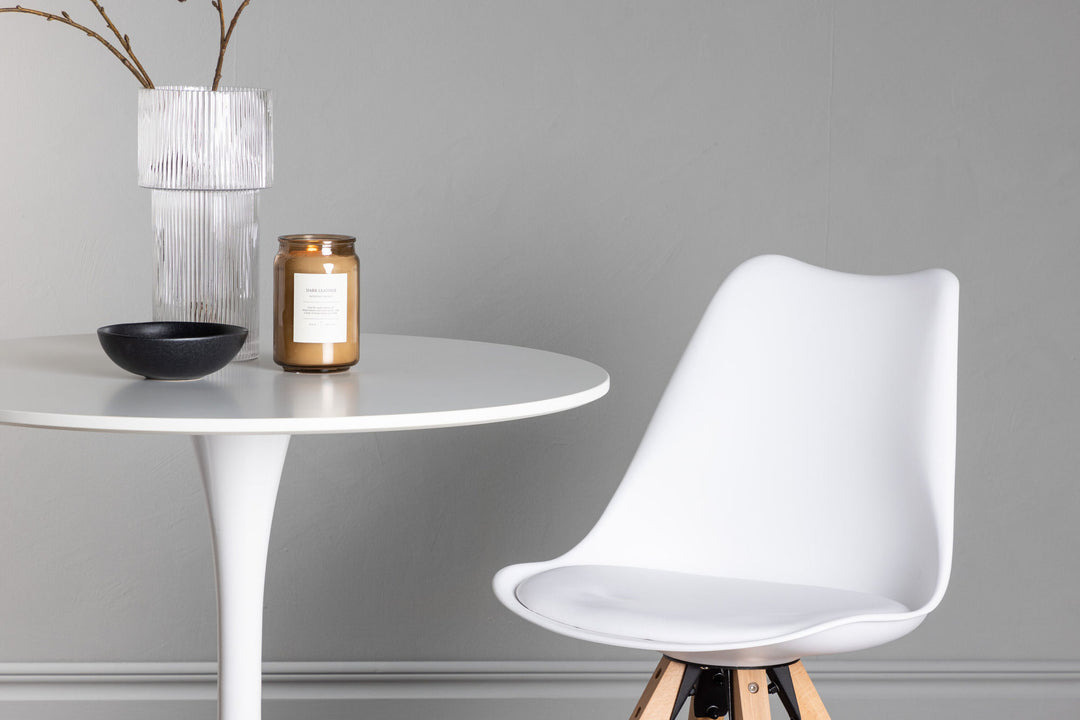 Venture Home Hamden Dining Table - White MDF +Zeno Dining Chair - Nature woodlook / White PP _2