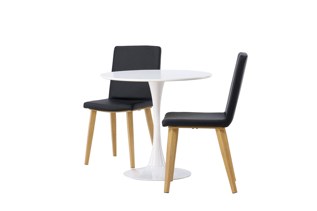 Venture Home Hamden Dining Table - White MDF +Today Dining Chair - Nature / Black PU _2