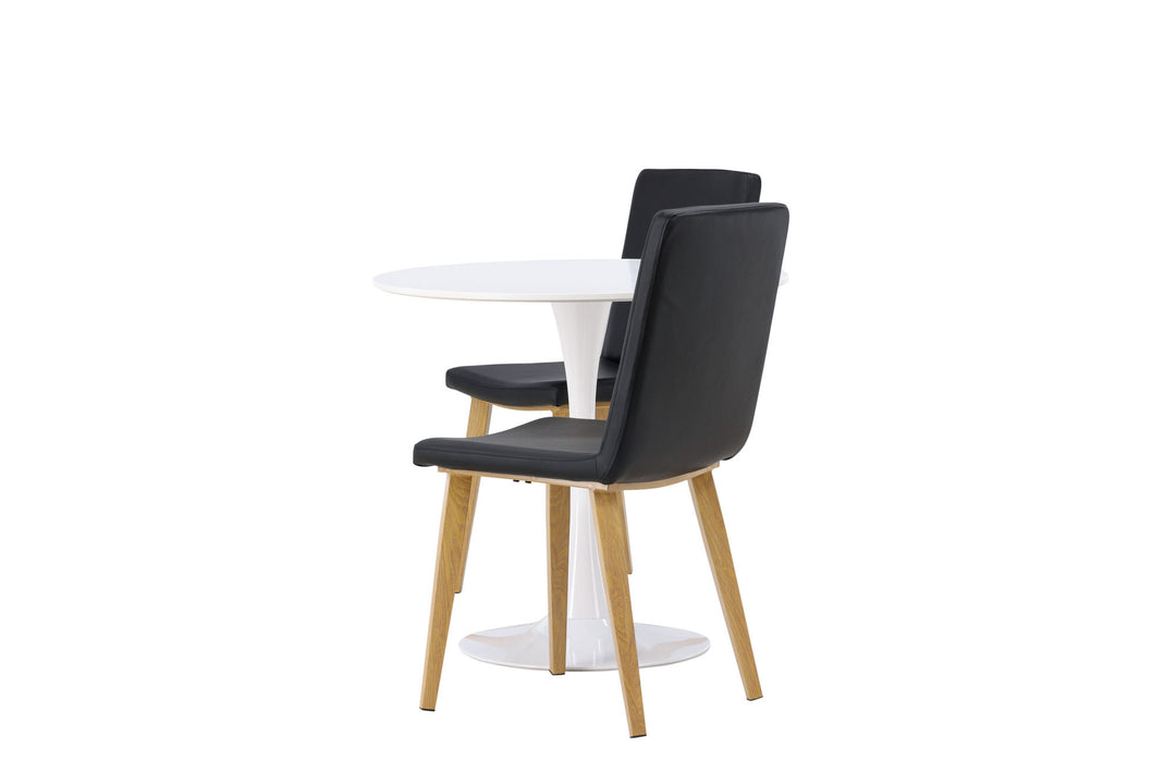 Venture Home Hamden Dining Table - White MDF +Today Dining Chair - Nature / Black PU _2