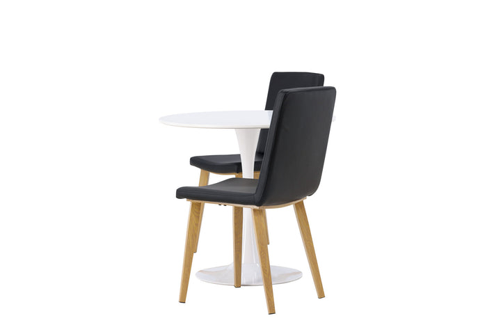 Venture Home Hamden Dining Table - White MDF +Today Dining Chair - Nature / Black PU _2