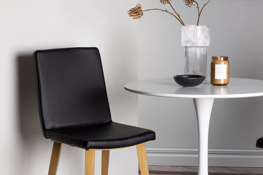 Venture Home Hamden Dining Table - White MDF +Today Dining Chair - Nature / Black PU _2