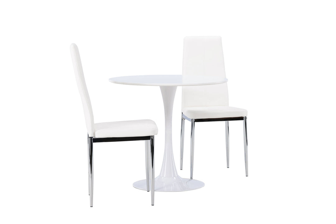 Venture Home Hamden Dining Table - White MDF +Pastill Dining Chair - Silver / White PU _2