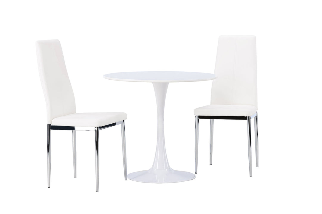 Venture Home Hamden Dining Table - White MDF +Pastill Dining Chair - Silver / White PU _2