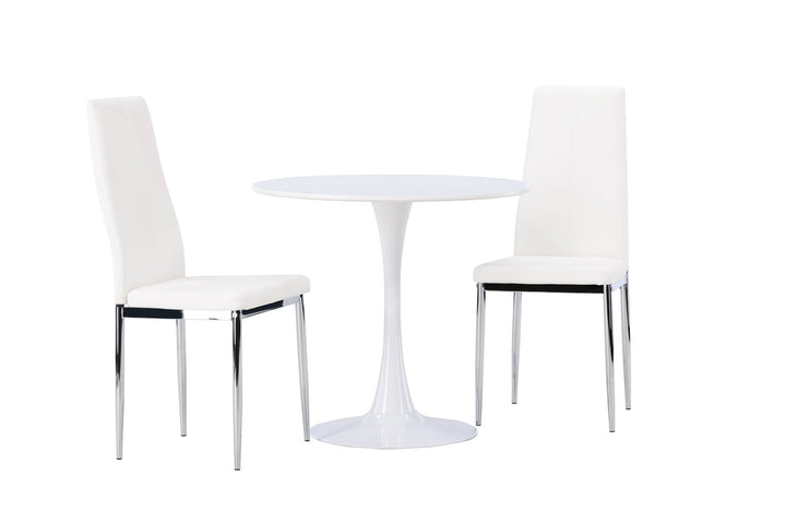 Venture Home Hamden Dining Table - White MDF +Pastill Dining Chair - Silver / White PU _2