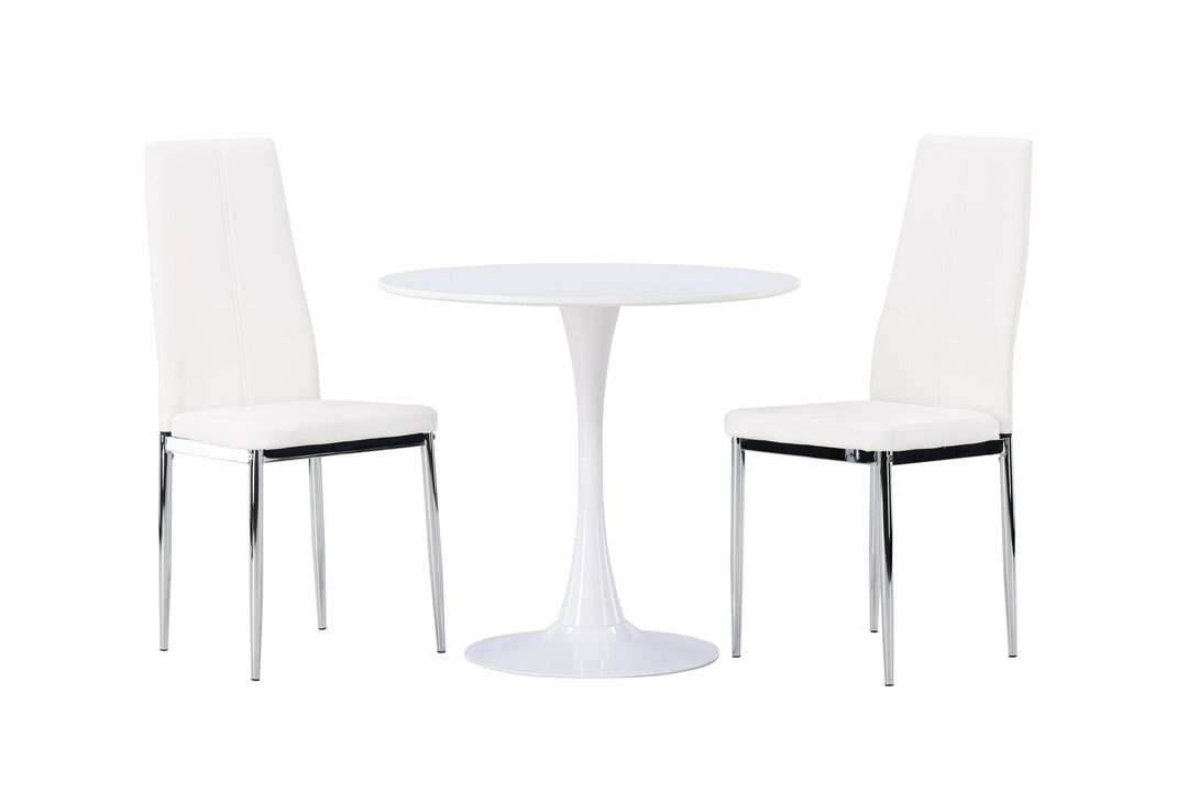 Venture Home Hamden Dining Table - White MDF +Pastill Dining Chair - Silver / White PU _2