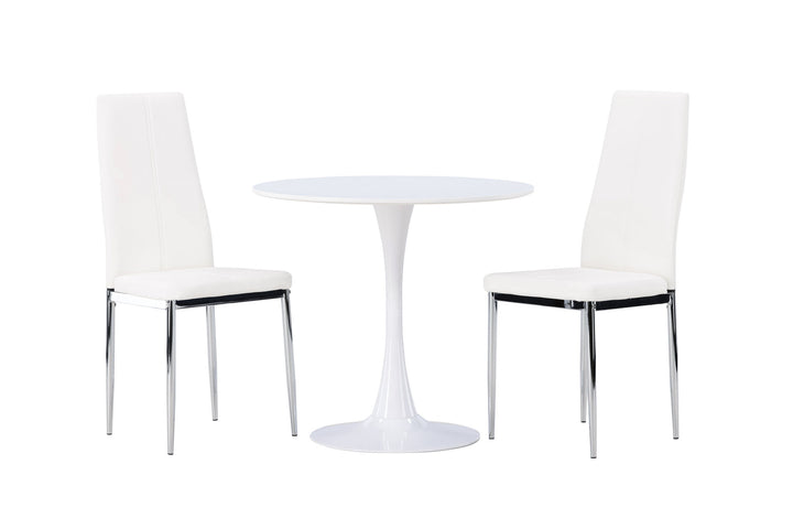 Venture Home Hamden Dining Table - White MDF +Pastill Dining Chair - Silver / White PU _2