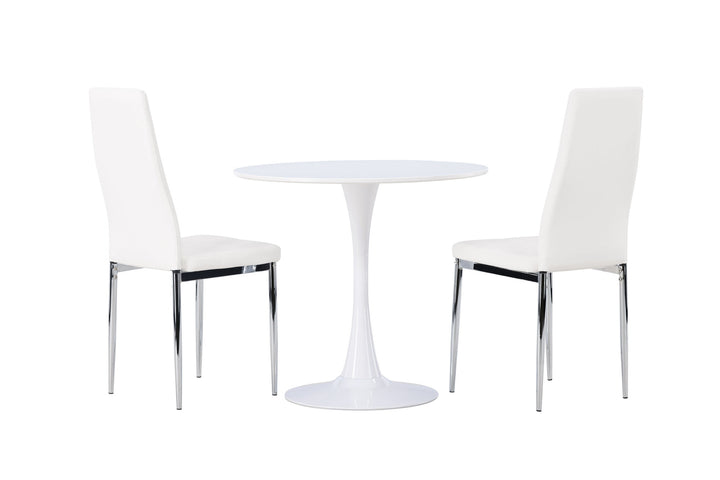 Venture Home Hamden Dining Table - White MDF +Pastill Dining Chair - Silver / White PU _2